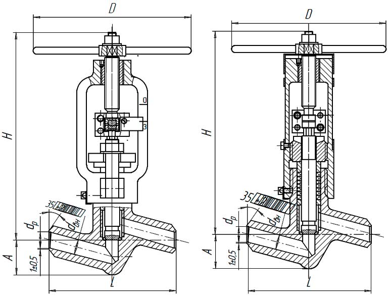 Запорный клапан СК 21016 - конструктивная схема исполнение №1