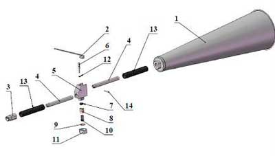 Конструктивная схема клапана с раструбом для огнетушителей ВВК-18, ВВК-28, ВВК-56