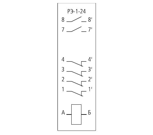 Электрическая принципиальная схема реле РЭ-1-24