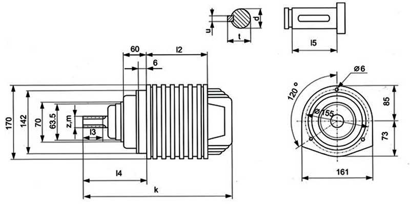 Конструктивная схема электродвигателя KGII 1405-4