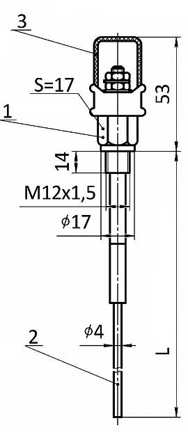 Габаритные и установочные размеры датчиков ЭРСУ-6М-6-3