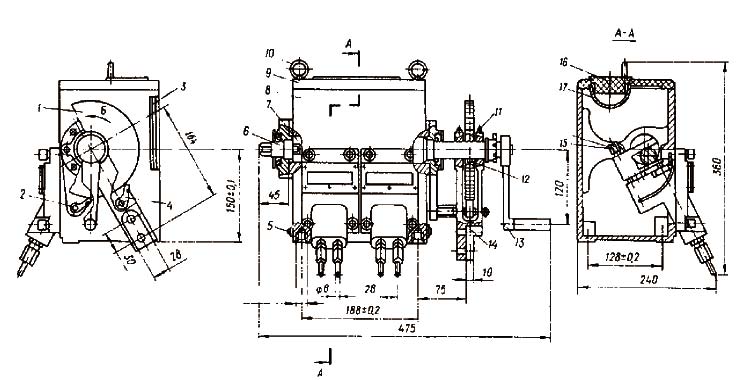 Насос многоотводный 11-4 (12-4) с четырьми отводами - габаритная схема