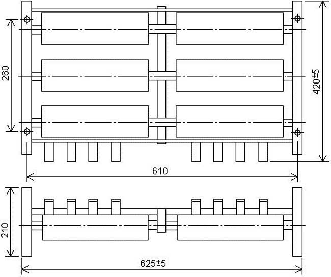 Габаритная схема блока резисторов Б6 (ИРАК 434.332.004)