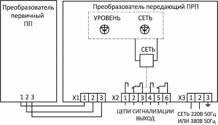 Схема подключения датчика-реле уровня РОС-501