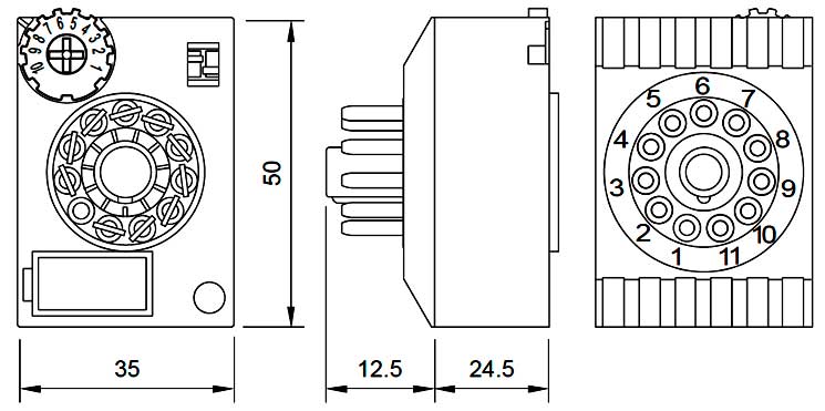 Габаритная схема электронных таймеров СТ2 (СТ3)